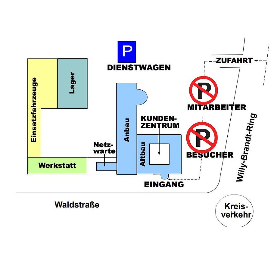 Übersichtsansicht Kundenparkplatz Stadtwerke Lingen