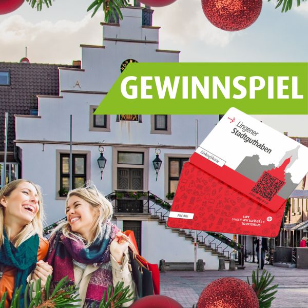 rathausplatz in Lingen mit Gutscheinen für eine Shoppingtour