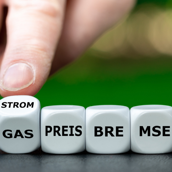 Würfel mit den Worten: Gas Preis Bre mse
