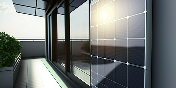 Foto einer Balkonsolaranlage