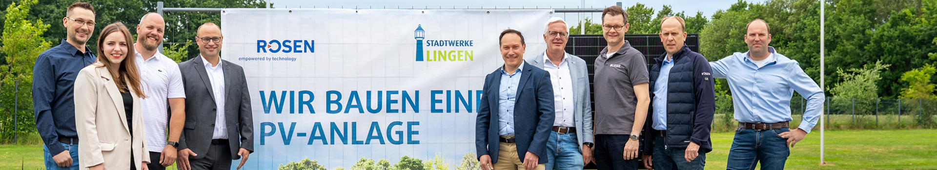 Projektteam Stadtwerke Lingen und ROSEN Group vor Bewerbung der PV-Anlage