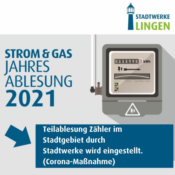 Werbebanner der Stadtwerke Lingen zur Strom- und Gas-Jahresablesung 2021.